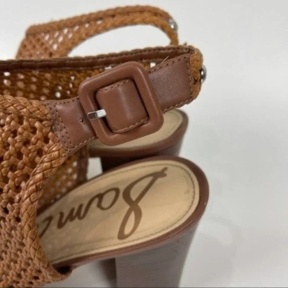Sam Edelman Brown Woven Evie Block Heel Peep Toe Bootie Sandals Size 10 - Picture 5 of 10